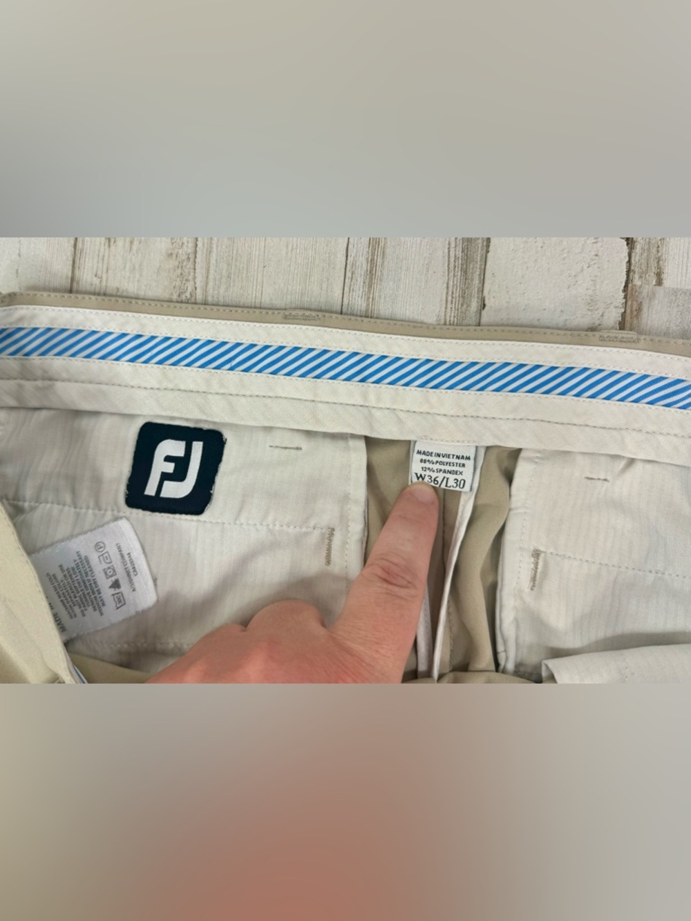 FootJoy Pants Mens 38x31 Beige Microfiber Stretch Dress Pants Golf Performance - Picture 5 of 11
